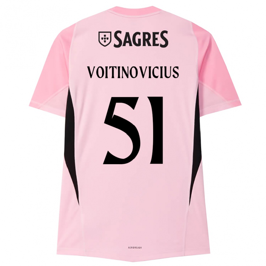 ילדים כדורגל Arnas Voitinovičius #51 ורוד שחור חולצת שוער 2025/26