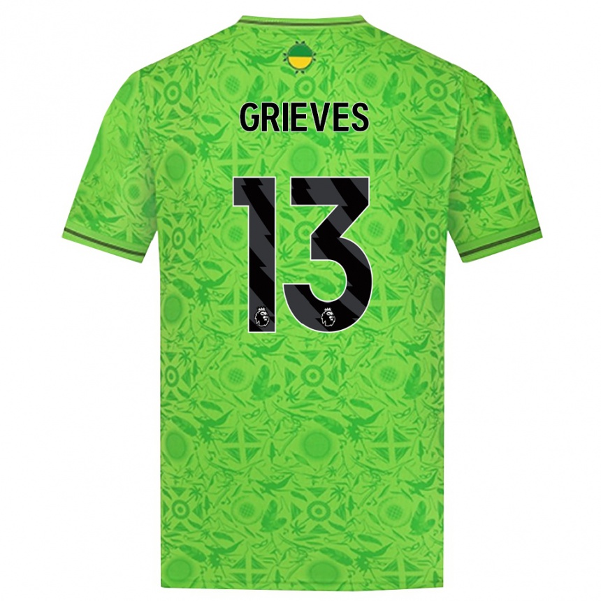 ילדים כדורגל Xander Grieves #13 ירוק שחור חולצת שוער 2025/26