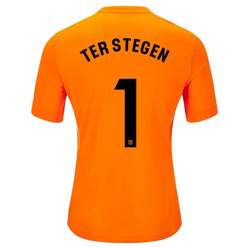 ילדים כדורגל מארק-אנדרה טר שטגן #1 כתום שחור חולצת שוער 2025/26