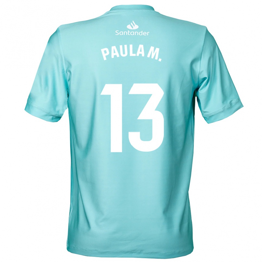 ילדים כדורגל Paula Muñoz Álvarez #13 ציאן בהיר לבן חולצת שוער 2025/26