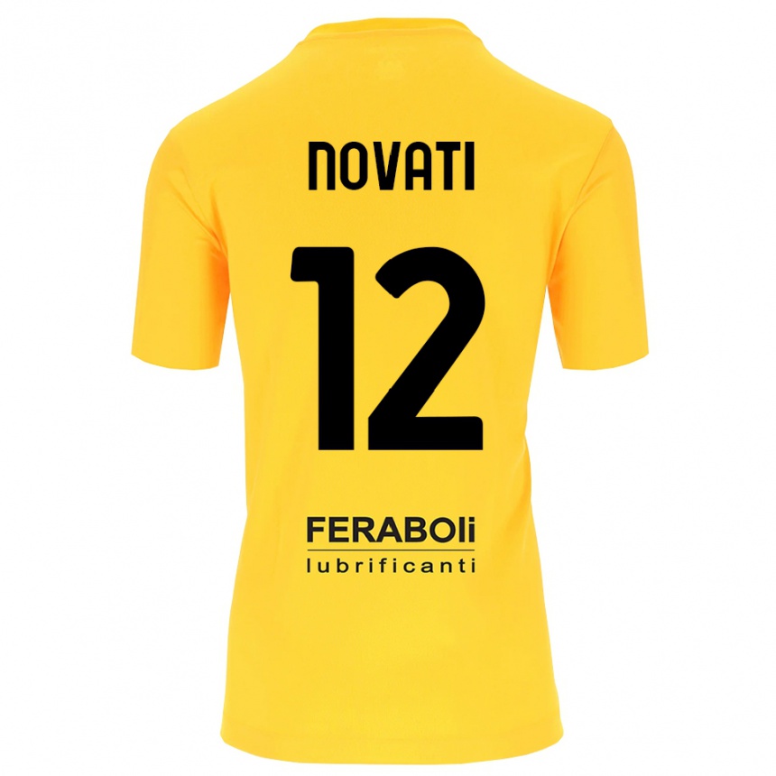 ילדים כדורגל Lorenzo Novati #12 שחור צהוב חולצת שוער 2025/26