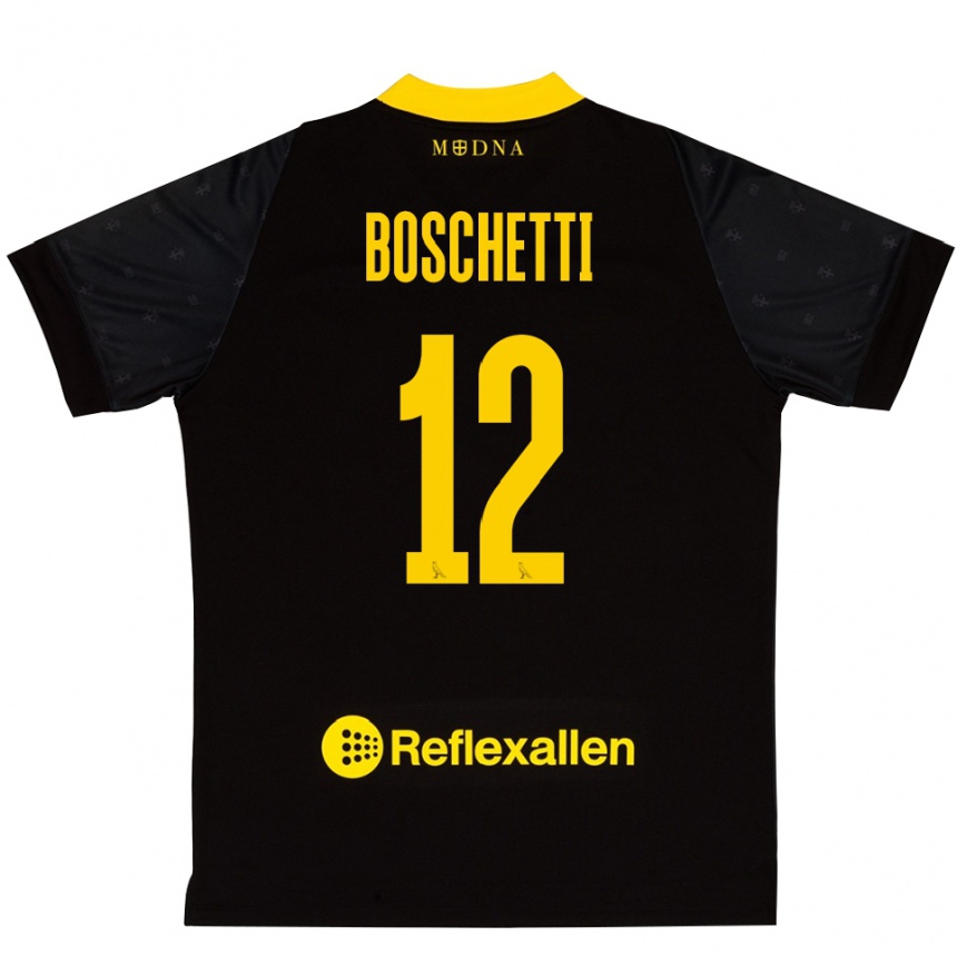 ילדים כדורגל Matteo Boschetti #12 שחור צהוב חולצת שוער 2025/26