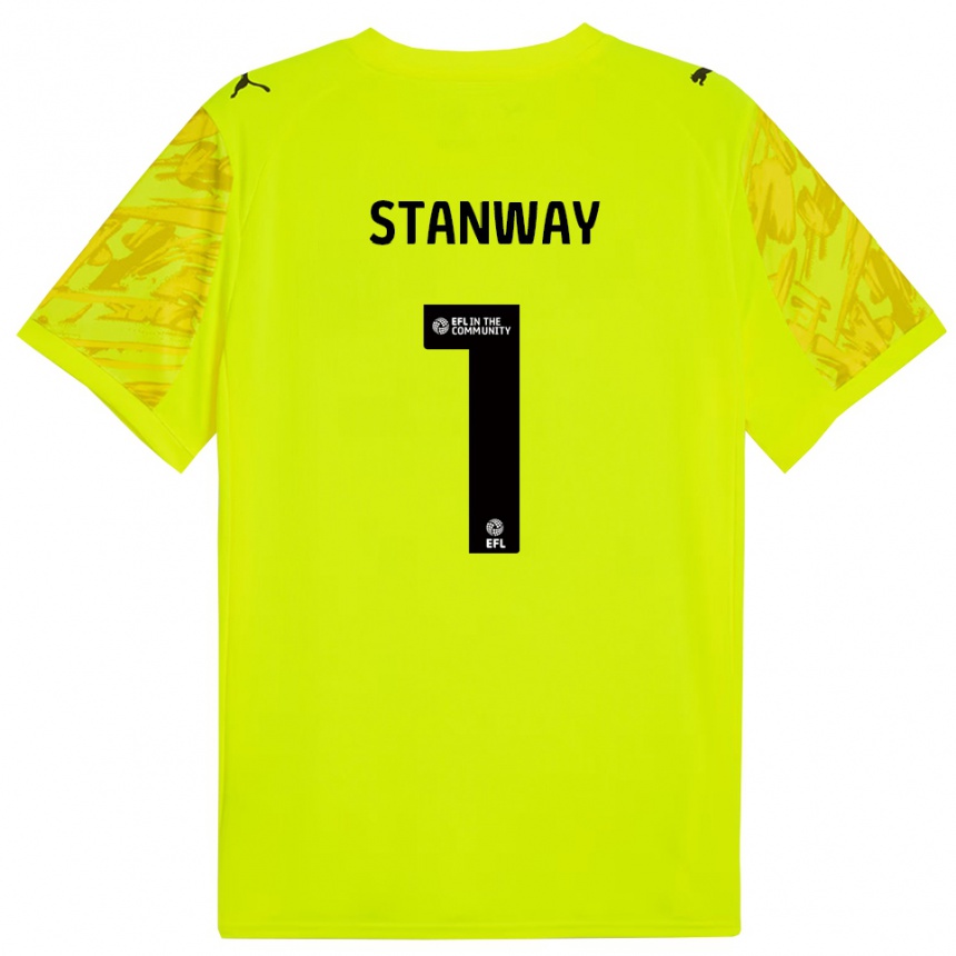 גברים כדורגל Wyll Stanway #1 שחור צהוב חולצת שוער 2025/26