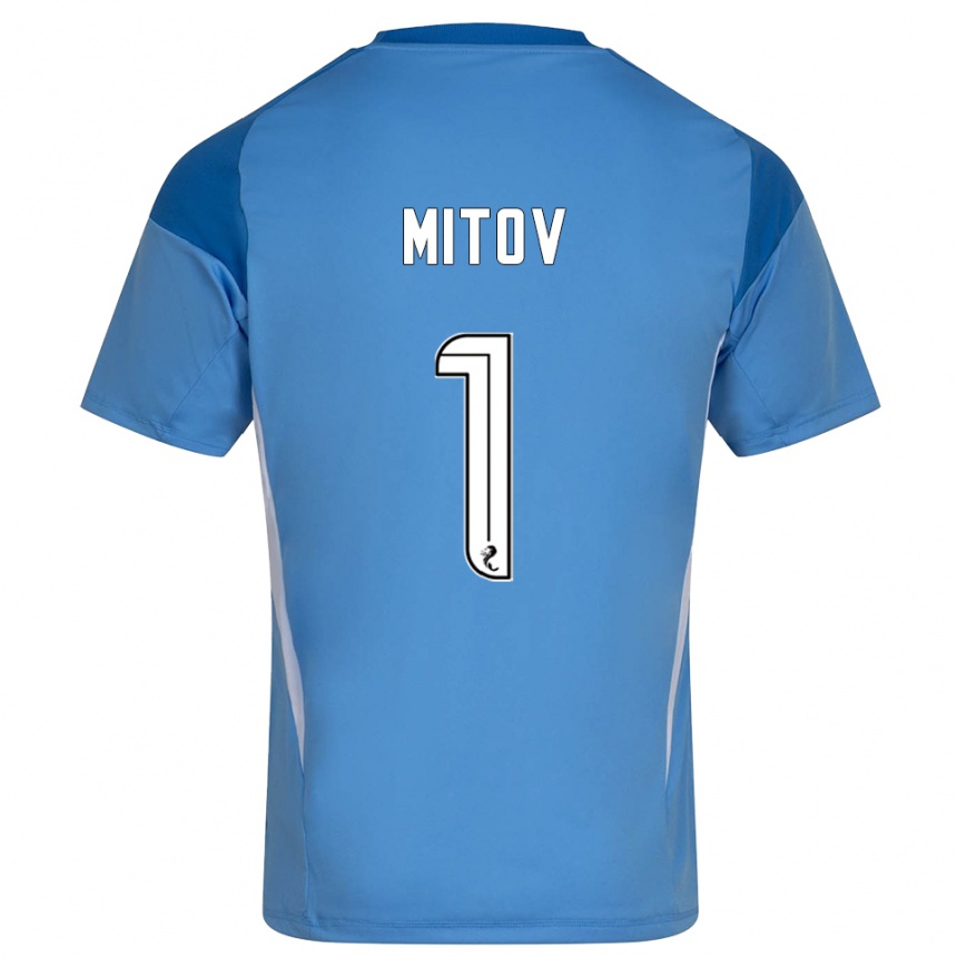 גברים כדורגל דימיטר מיטוב #1 לבן כחול חולצת שוער 2025/26