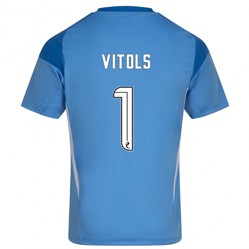גברים כדורגל רודריגו ויקטורס ויטולס #1 לבן כחול חולצת שוער 2025/26