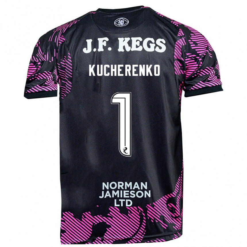 גברים כדורגל Yevgeniy Kucherenko #1 שחור ורוד חולצת שוער 2025/26