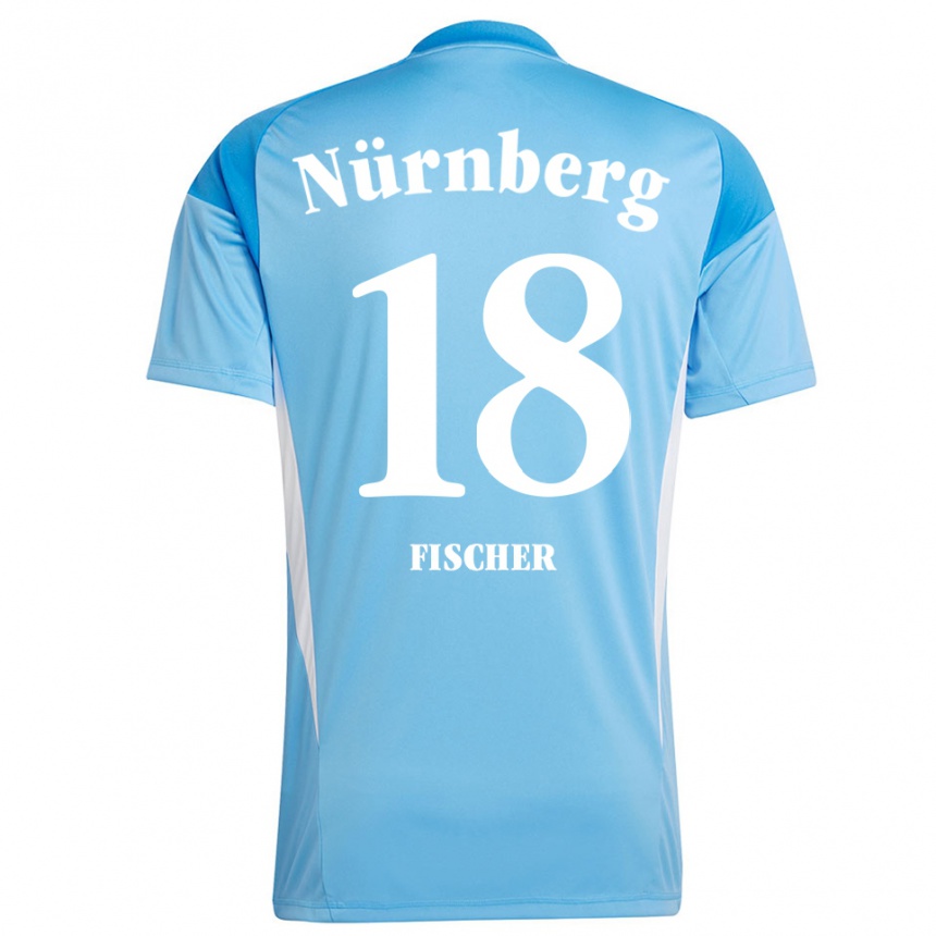 גברים כדורגל Jonas Fischer #18 תכלת לבן חולצת שוער 2025/26