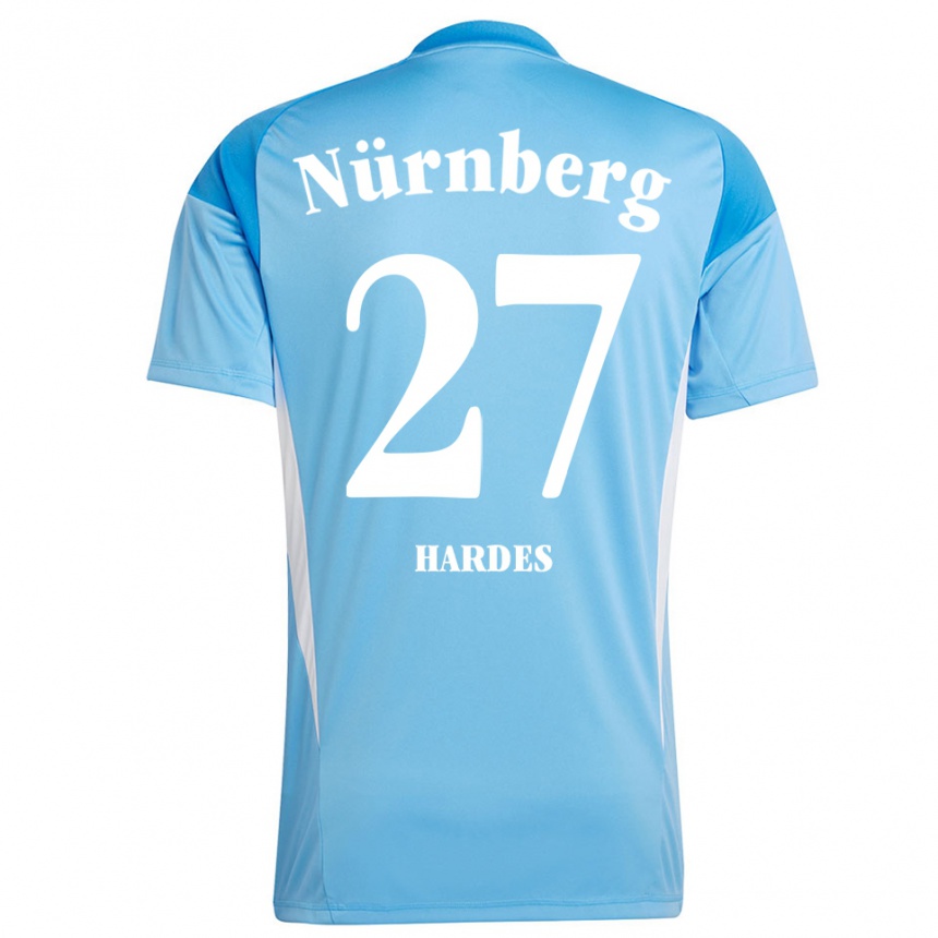 גברים כדורגל Aaron Hardes #27 תכלת לבן חולצת שוער 2025/26