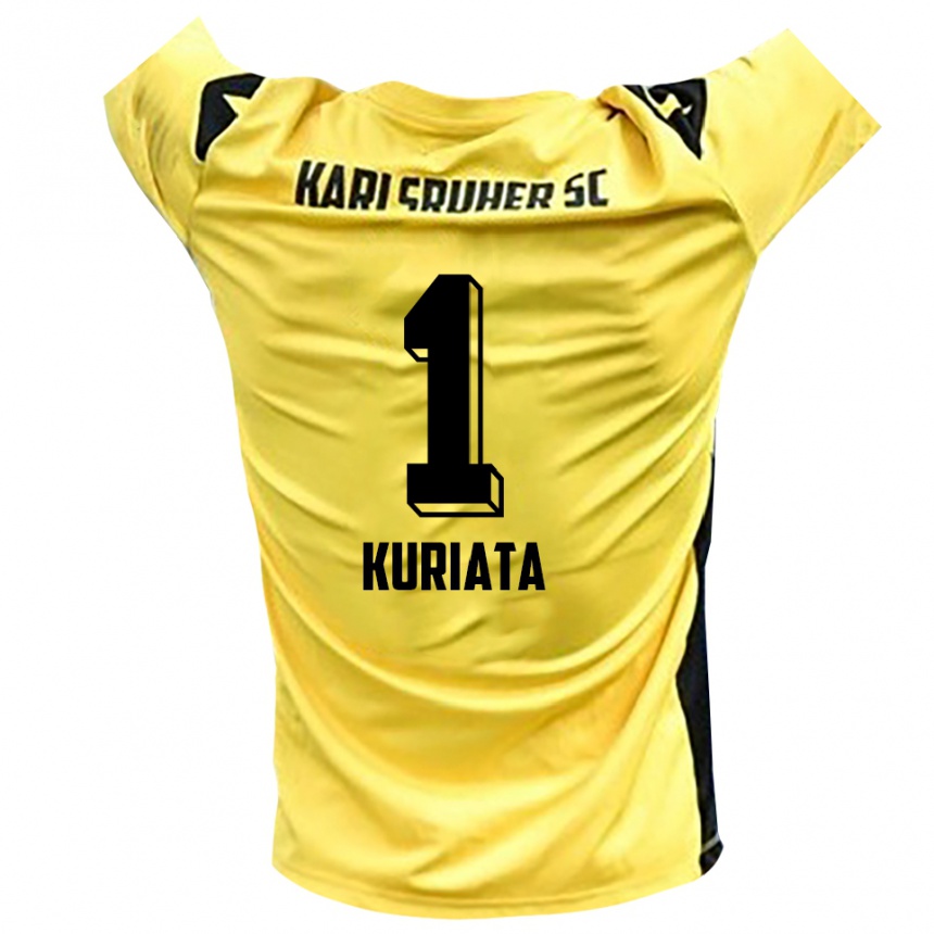 גברים כדורגל Malik Kuriata #1 צהוב שחור חולצת שוער 2025/26