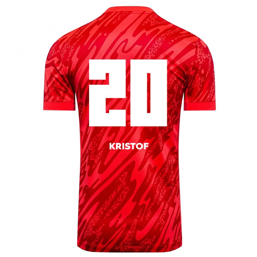 גברים כדורגל Nicolas Kristof #20 אדום לבן חולצת שוער 2025/26