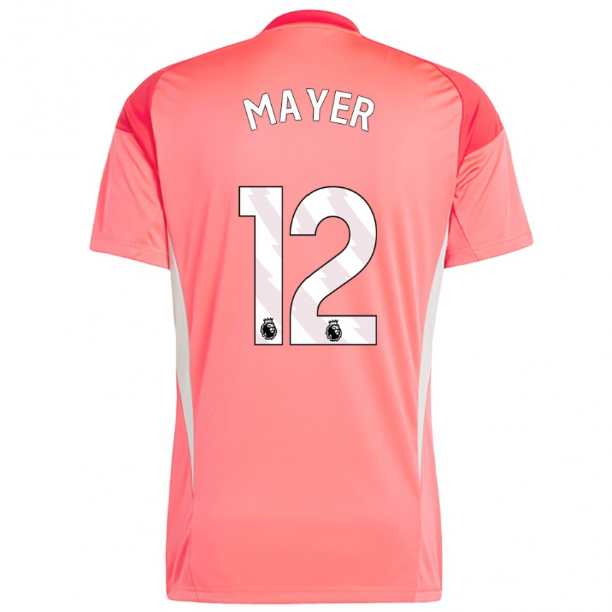 גברים כדורגל Oliver Mayer #12 אדום לבן חולצת שוער 2025/26