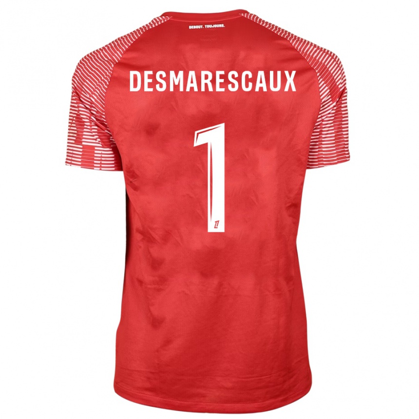 גברים כדורגל Émile Desmarescaux #1 אדום לבן חולצת שוער 2025/26