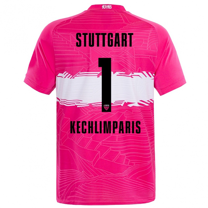 גברים כדורגל Ioannis Kechlimparis #1 שחור ורוד עמוק חולצת שוער 2025/26