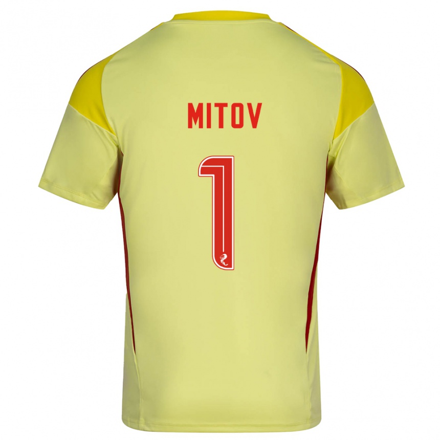 גברים כדורגל דימיטר מיטוב #1 אדום צהוב חולצת שוער 2025/26