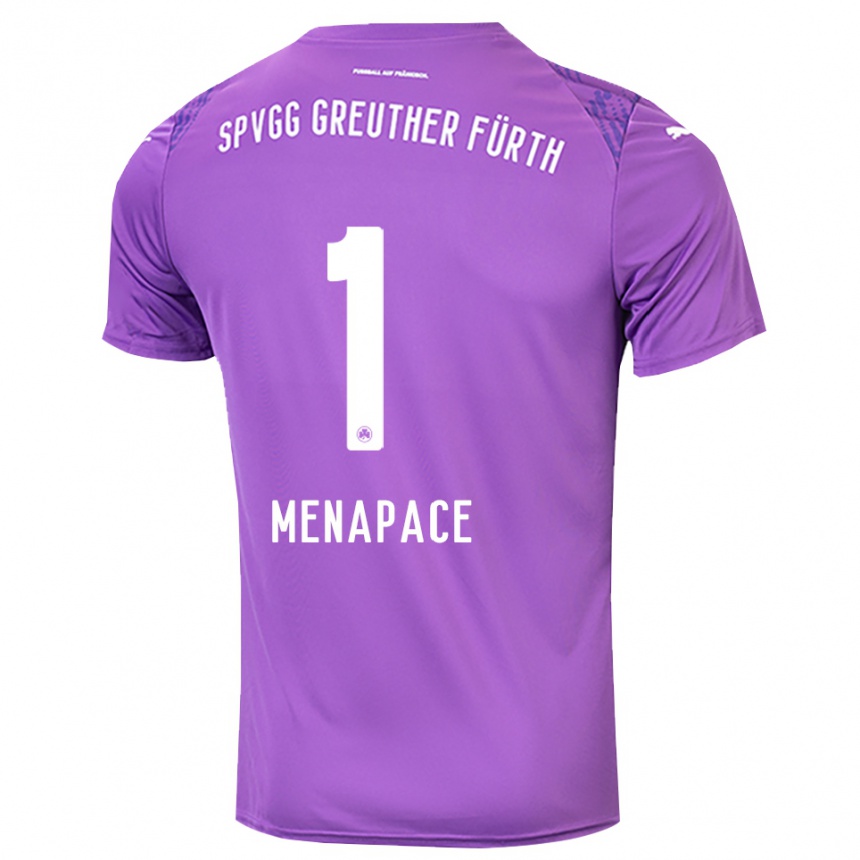 גברים כדורגל Theo Menapace #1 סגול לבן חולצת שוער 2025/26