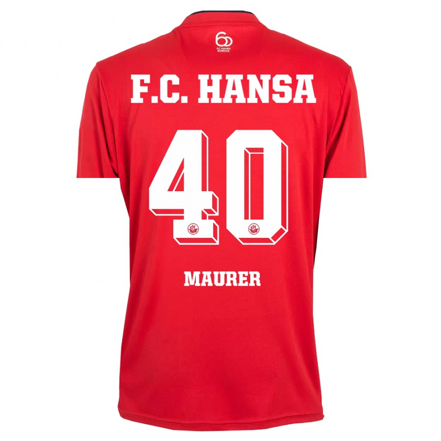 גברים כדורגל Erik Maurer #40 אדום לבן חולצת שוער 2025/26