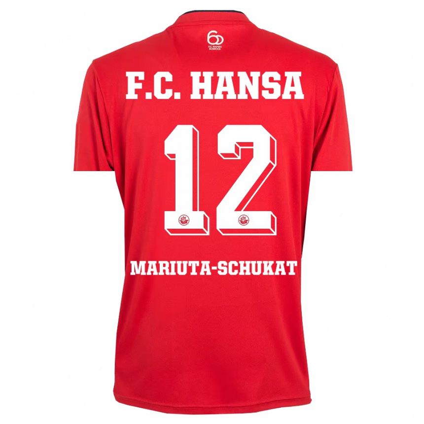 גברים כדורגל Lara Mariuta-Schukat #12 אדום לבן חולצת שוער 2025/26