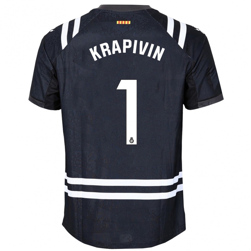 גברים כדורגל Yegor Krapivin #1 שחור לבן חולצת שוער 2025/26