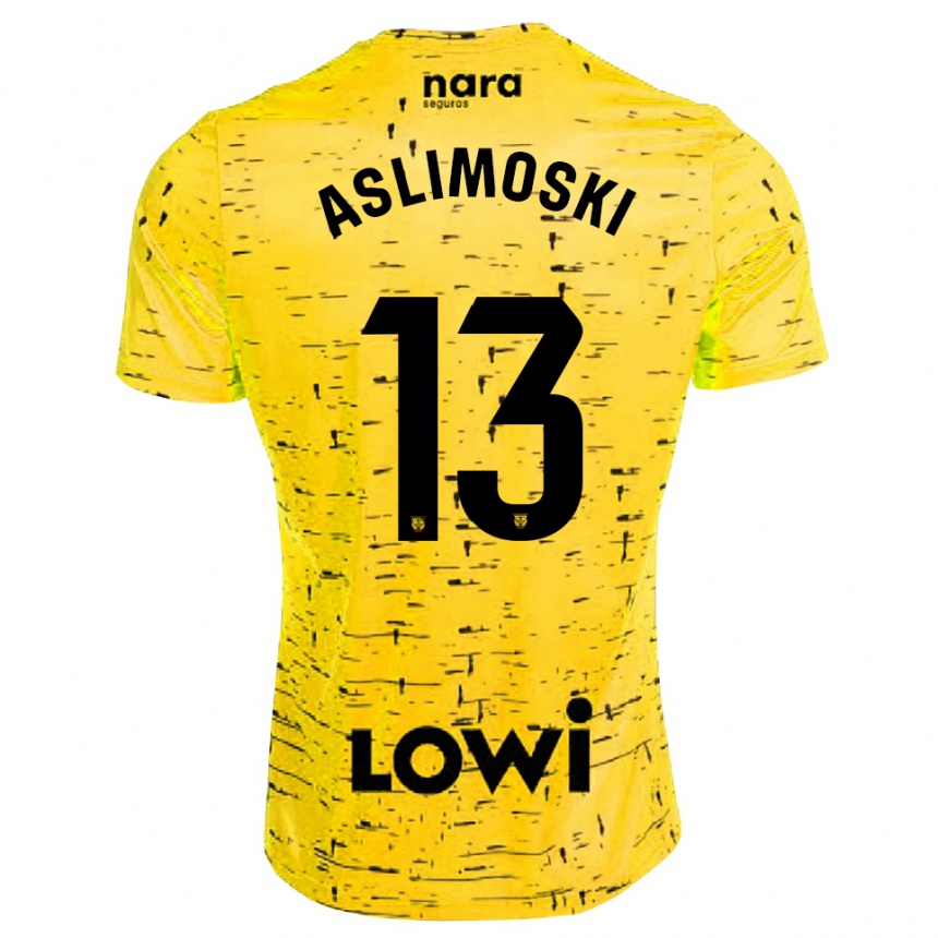 גברים כדורגל Tomme Aslimoski #13 צהוב שחור חולצת שוער 2025/26