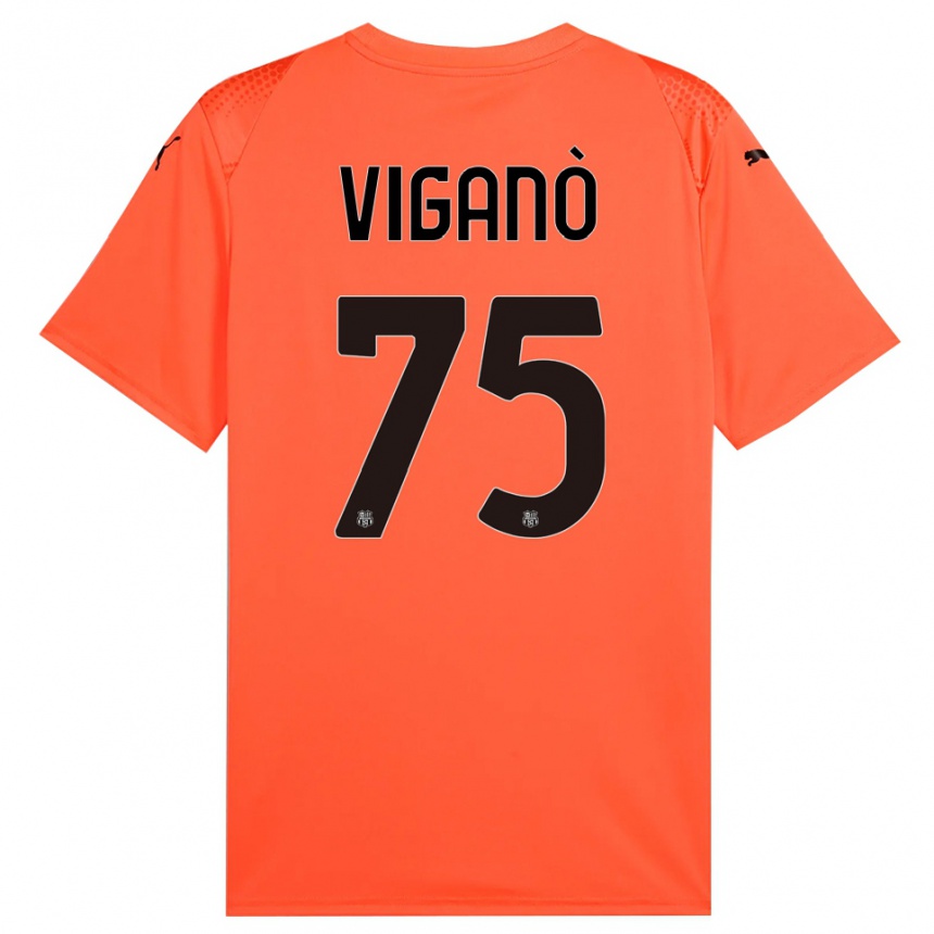 גברים כדורגל Lorenzo Viganò #75 שחור כתום חולצת שוער 2025/26