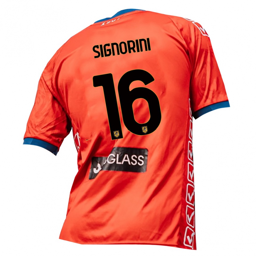 גברים כדורגל אלסנדרו סיניוריני #16 כתום אדום חולצת שוער 2025/26