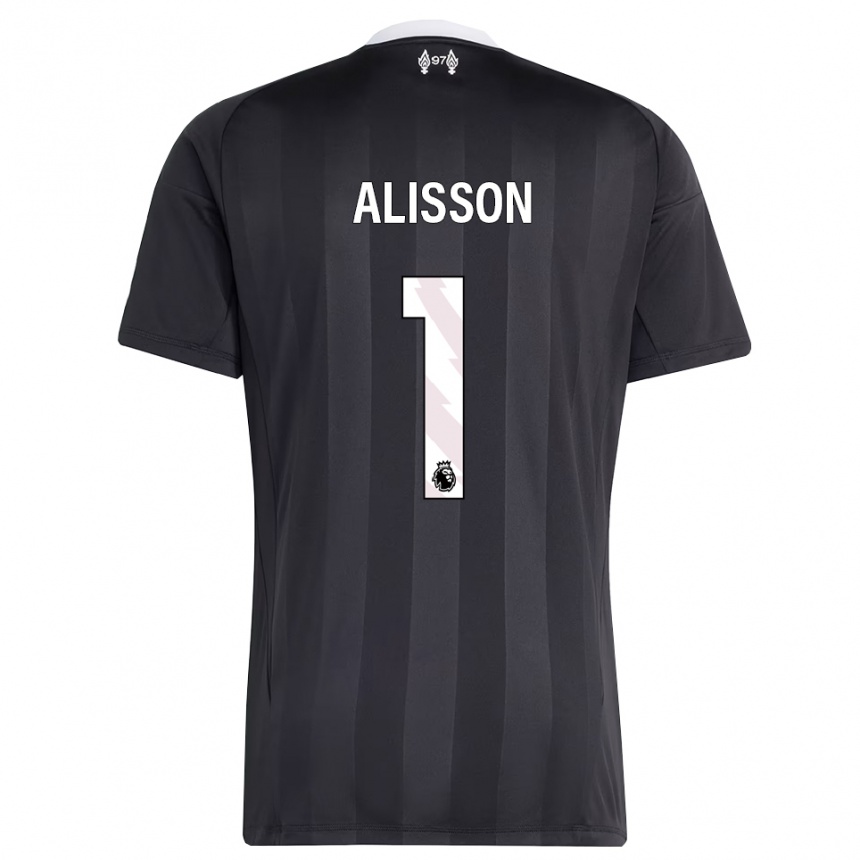 גברים כדורגל אליסון בקר #1 שחור לבן חולצת שוער 2025/26