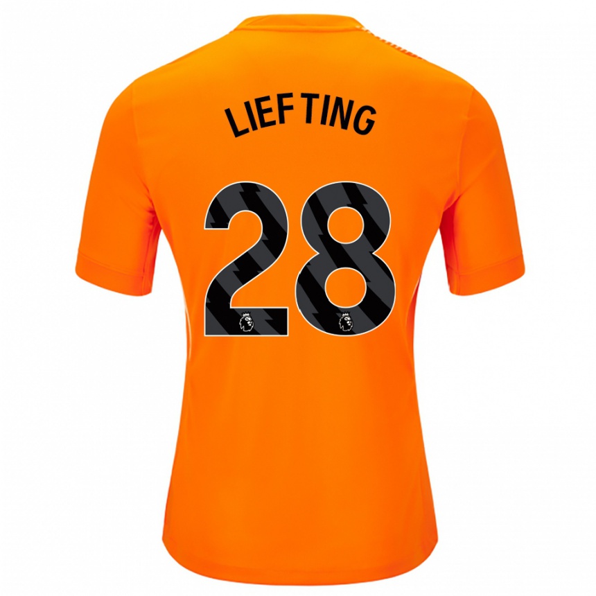 גברים כדורגל Femke Liefting #28 כתום שחור חולצת שוער 2025/26