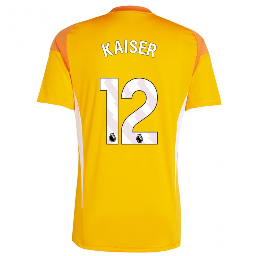 גברים כדורגל Dino Kaiser #12 כתום לבן חולצת שוער 2025/26