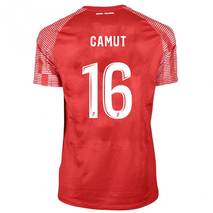 נשים כדורגל Maël Camut #16 אדום לבן חולצת שוער 2025/26