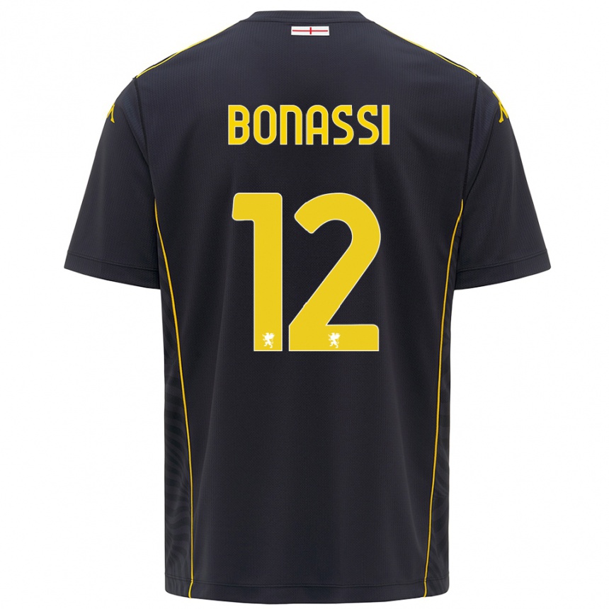 נשים כדורגל לורנזו בונאסי #12 שחור צהוב חולצת שוער 2025/26