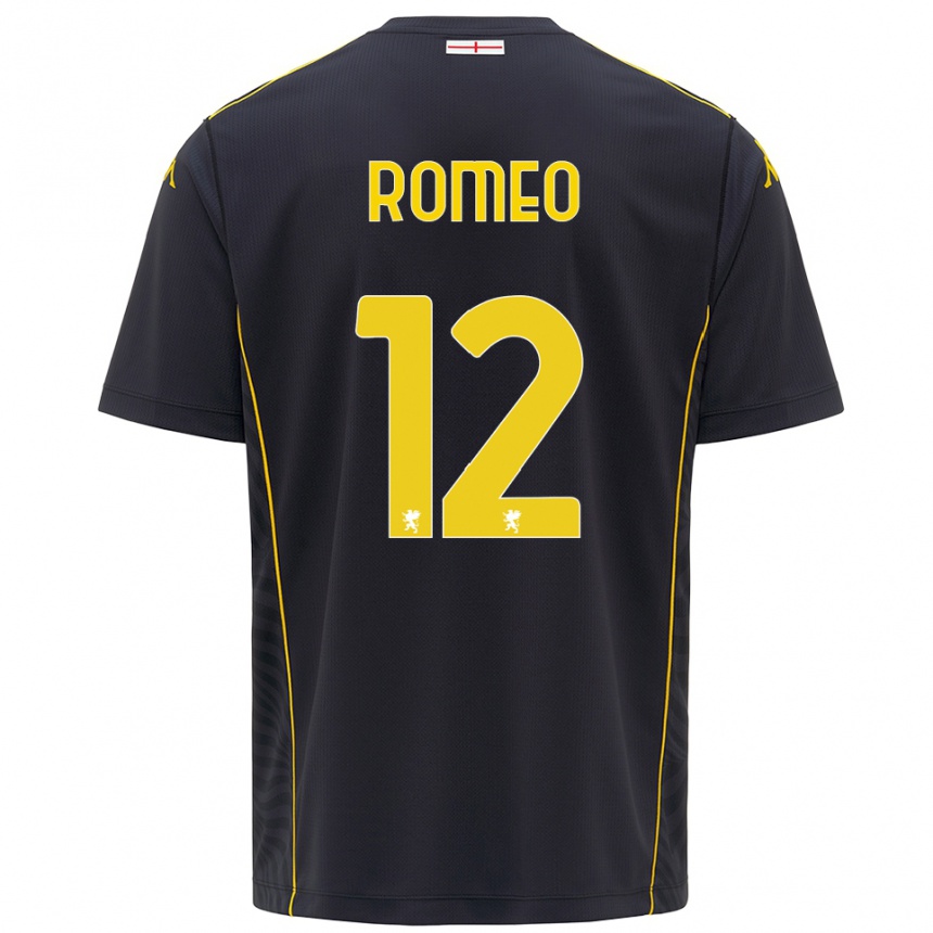 נשים כדורגל Emanuele Romeo #12 שחור צהוב חולצת שוער 2025/26