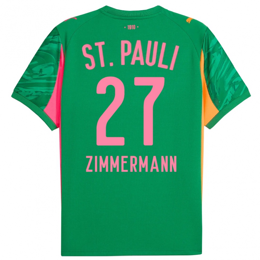 נשים כדורגל Tara Zimmermann #27 ורוד כתום ירוק חולצת שוער 2025/26