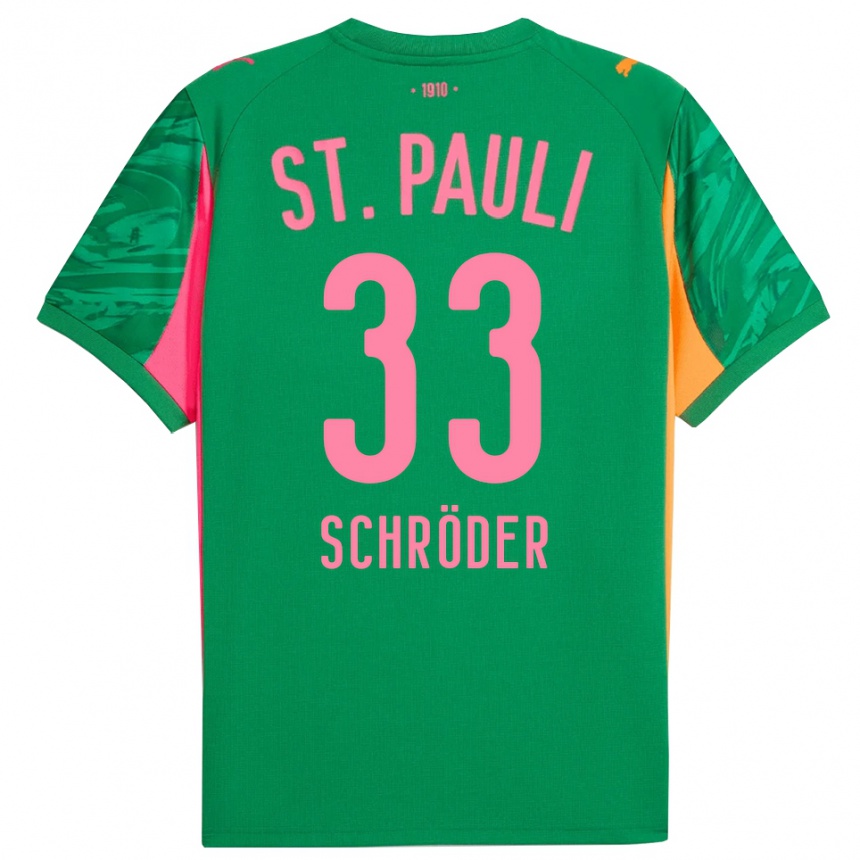 נשים כדורגל Lennard Schröder #33 ורוד כתום ירוק חולצת שוער 2025/26