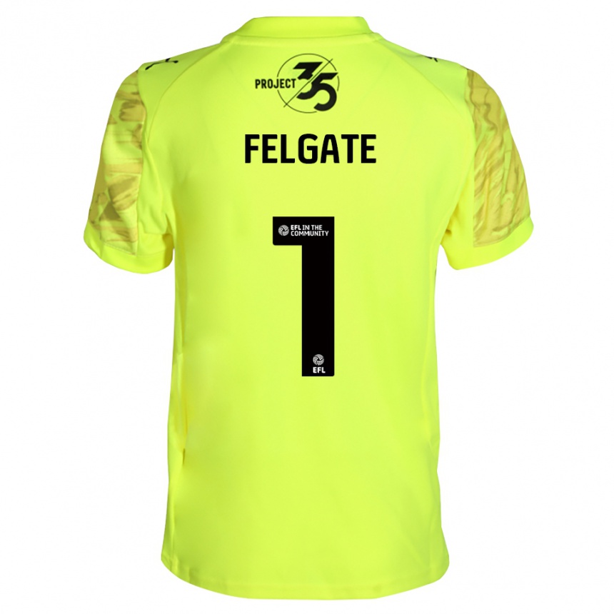 נשים כדורגל Lily Felgate #1 שחור ירוק פלורסנט חולצת שוער 2025/26