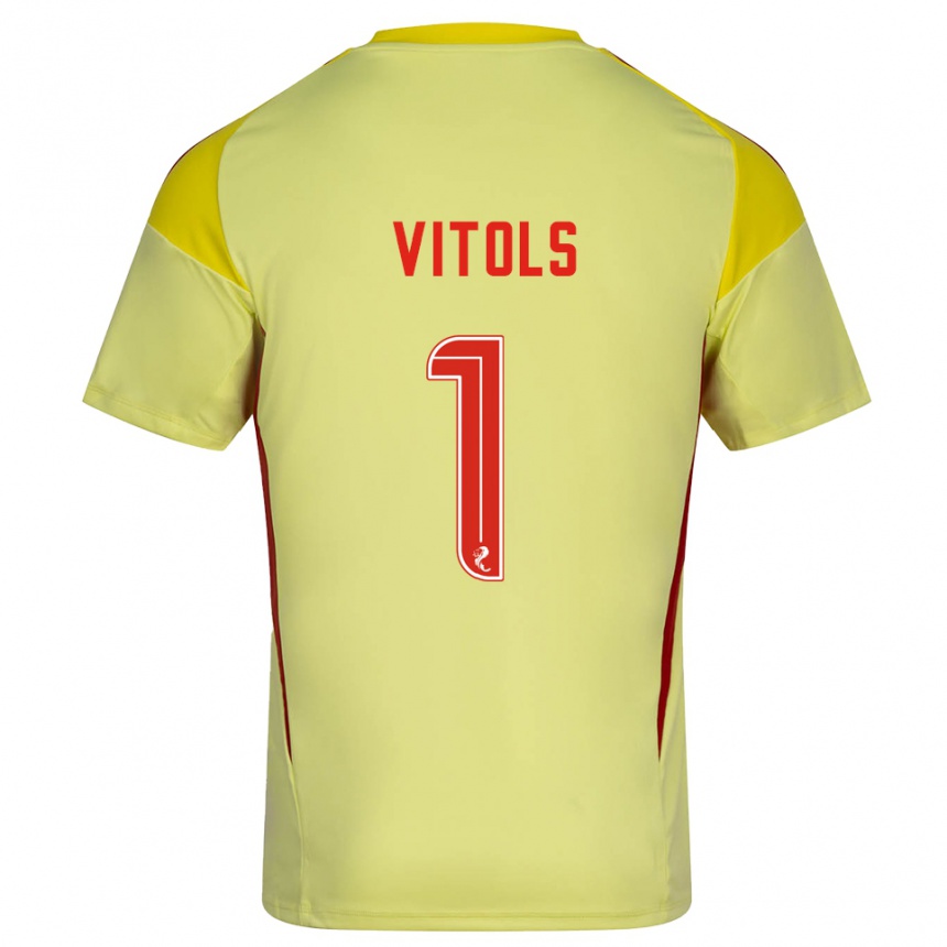נשים כדורגל רודריגו ויקטורס ויטולס #1 אדום צהוב חולצת שוער 2025/26