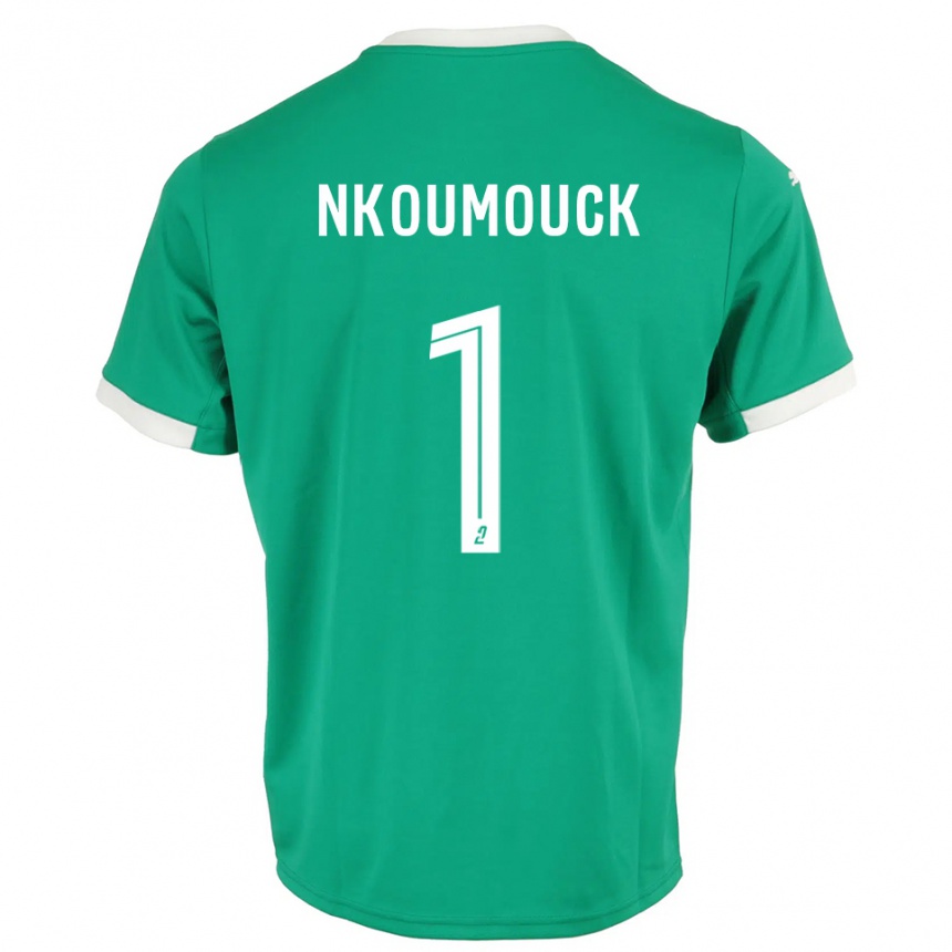 נשים כדורגל Marc-Anthony Nkoumouck #1 לבן ירוק חולצת שוער 2025/26