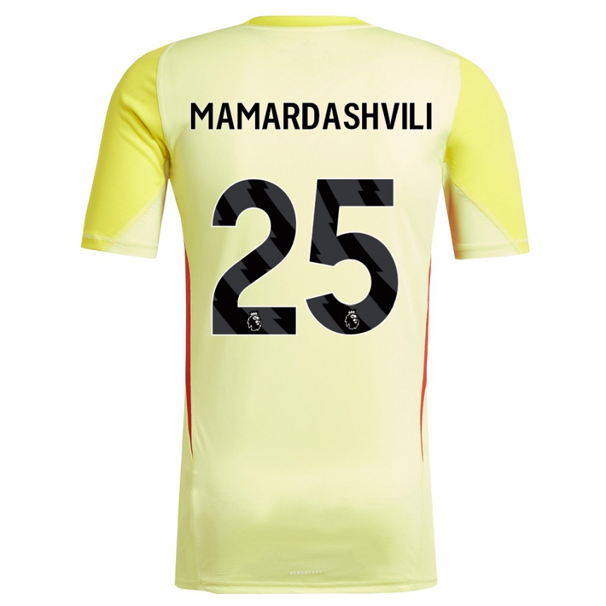 נשים כדורגל גיורגי ממרדשווילי #25 צהוב אדום חולצת שוער 2025/26 נשים כדורגל גיורגי ממרדשווילי #25 צהוב אדום חולצת שוער 2025/26