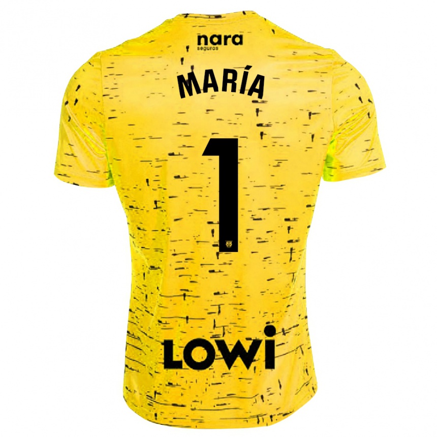 נשים כדורגל María Hernández #1 צהוב שחור חולצת שוער 2025/26