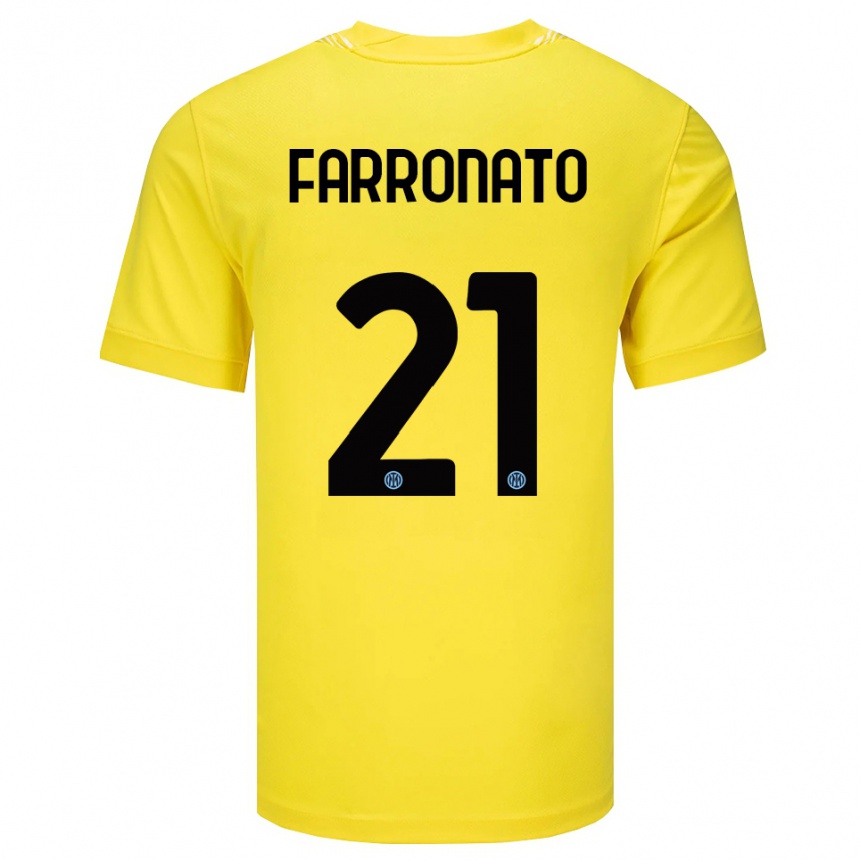 נשים כדורגל Matteo Farronato #21 צהוב בהיר שחור חולצת שוער 2025/26