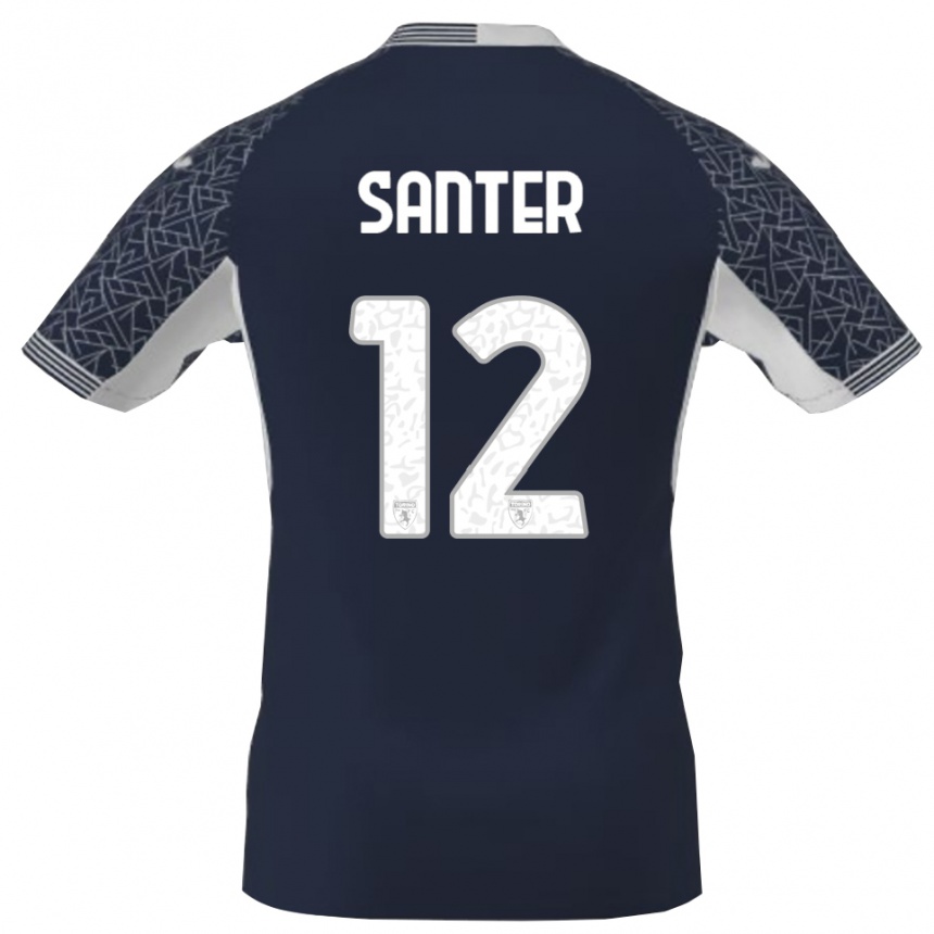 נשים כדורגל לאונרדו סאנטר #12 כחול שחור לבן חולצת שוער 2025/26