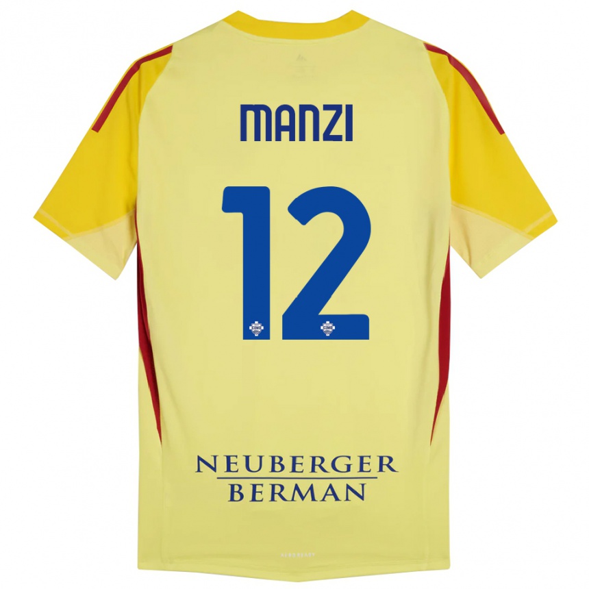 נשים כדורגל Federico Manzi #12 צהוב בהיר שחור חולצת שוער 2025/26