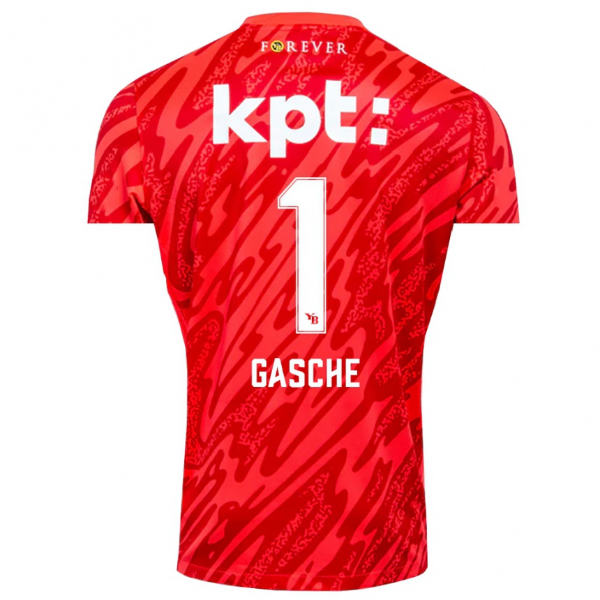 נשים כדורגל Bastian Gasche #1 אדום לבן חולצת שוער 2025/26