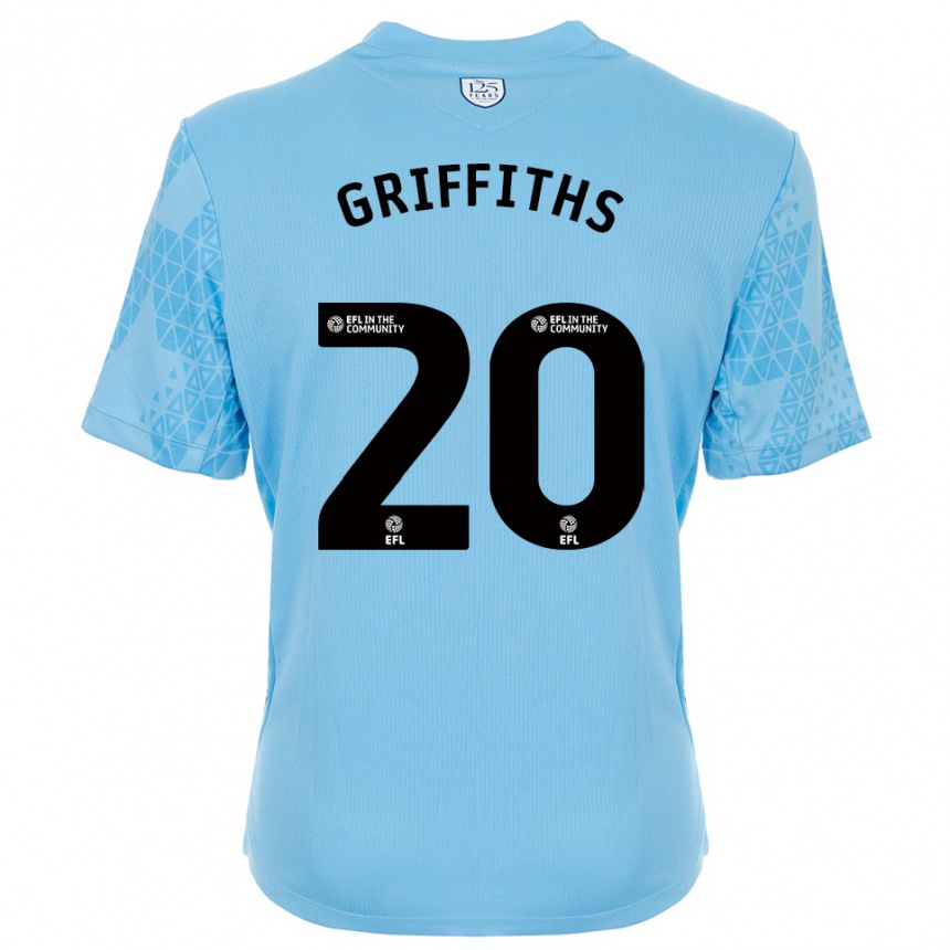 נשים כדורגל ג'וש גריפית'ס #20 כחול שמיים שחור חולצת שוער 2025/26