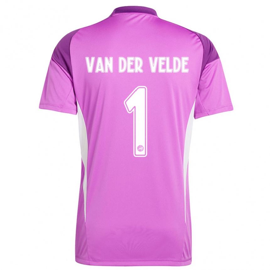 נשים כדורגל Valentijn van der Velde #1 סגול בהיר לבן חולצת שוער 2025/26