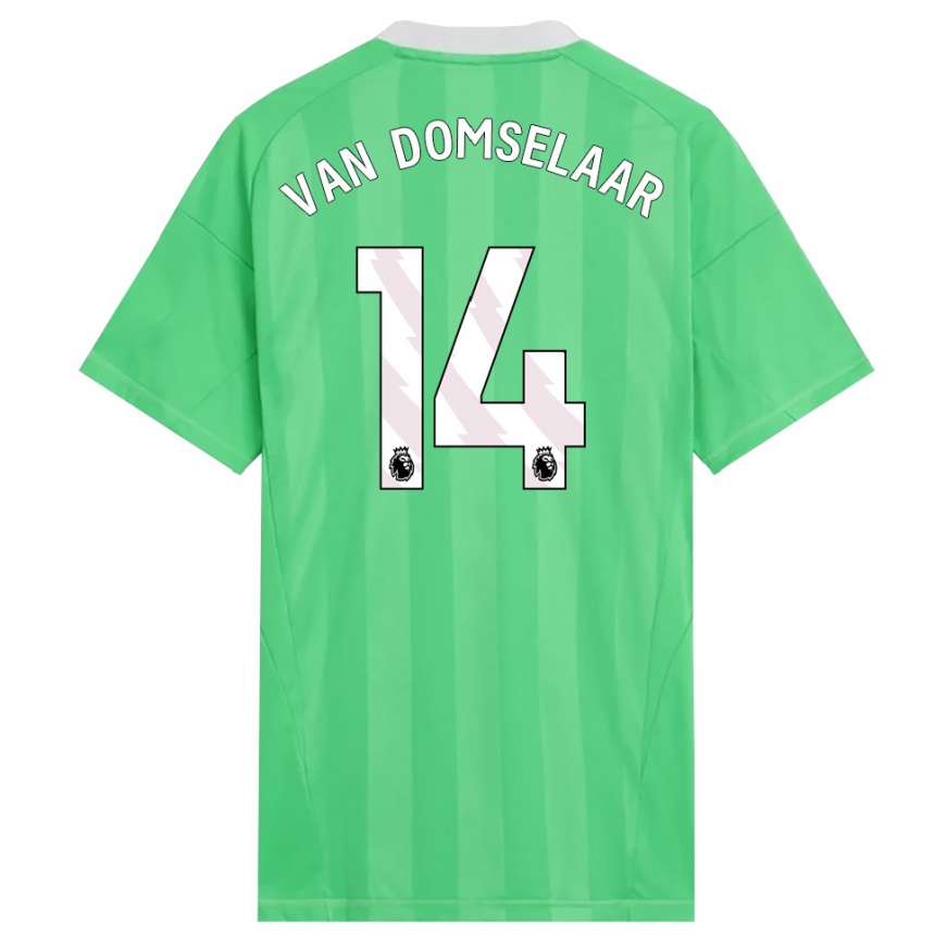 נשים כדורגל Daphne Van Domselaar #14 ירוק בהיר לבן חולצת שוער 2025/26
