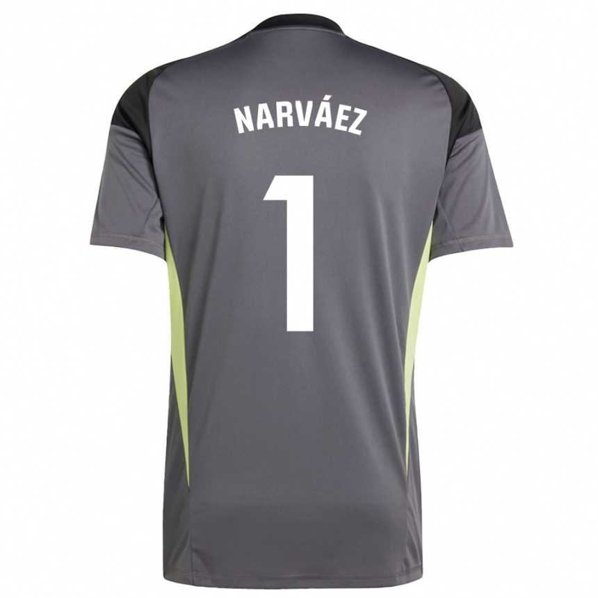 נשים כדורגל Miguel Narváez #1 אפור כהה שחור חולצת שוער 2025/26