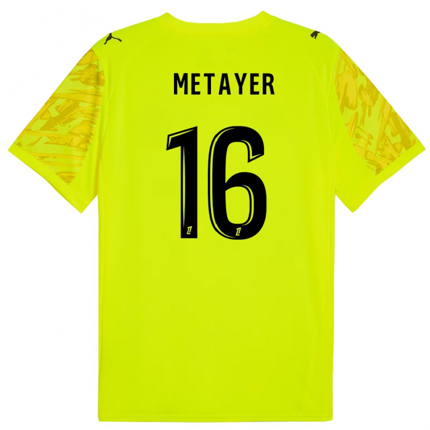 נשים כדורגל Maxence Metayer #16 ירוק פלורסנט צהוב חולצת שוער 2025/26