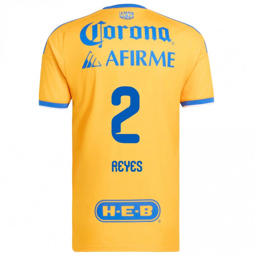 ילדים כדורגל Francisco Reyes #2 צהוב כחול ג'רזי ביתית 2026/27