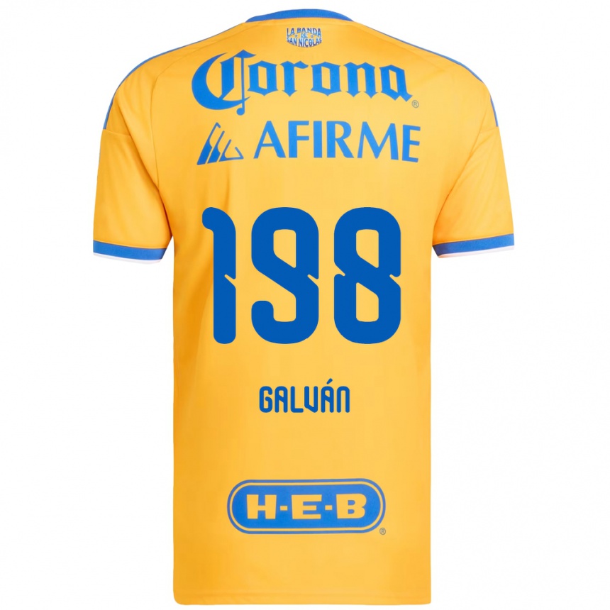ילדים כדורגל Isac Galván #198 צהוב כחול ג'רזי ביתית 2026/27