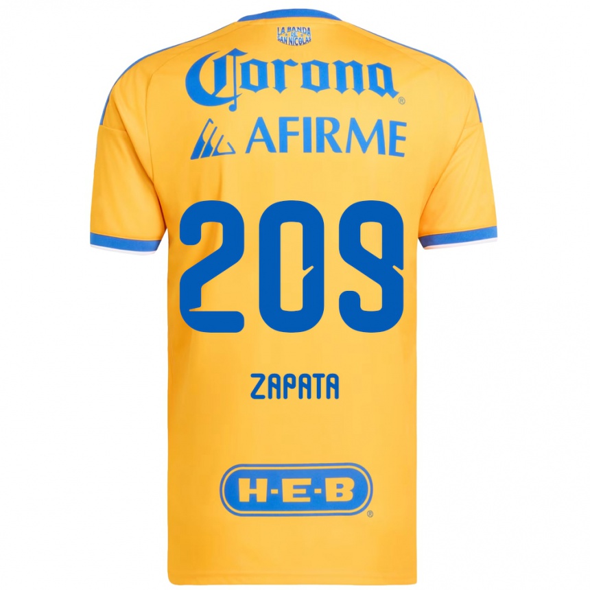 ילדים כדורגל Jorge Zapata #209 צהוב כחול ג'רזי ביתית 2026/27